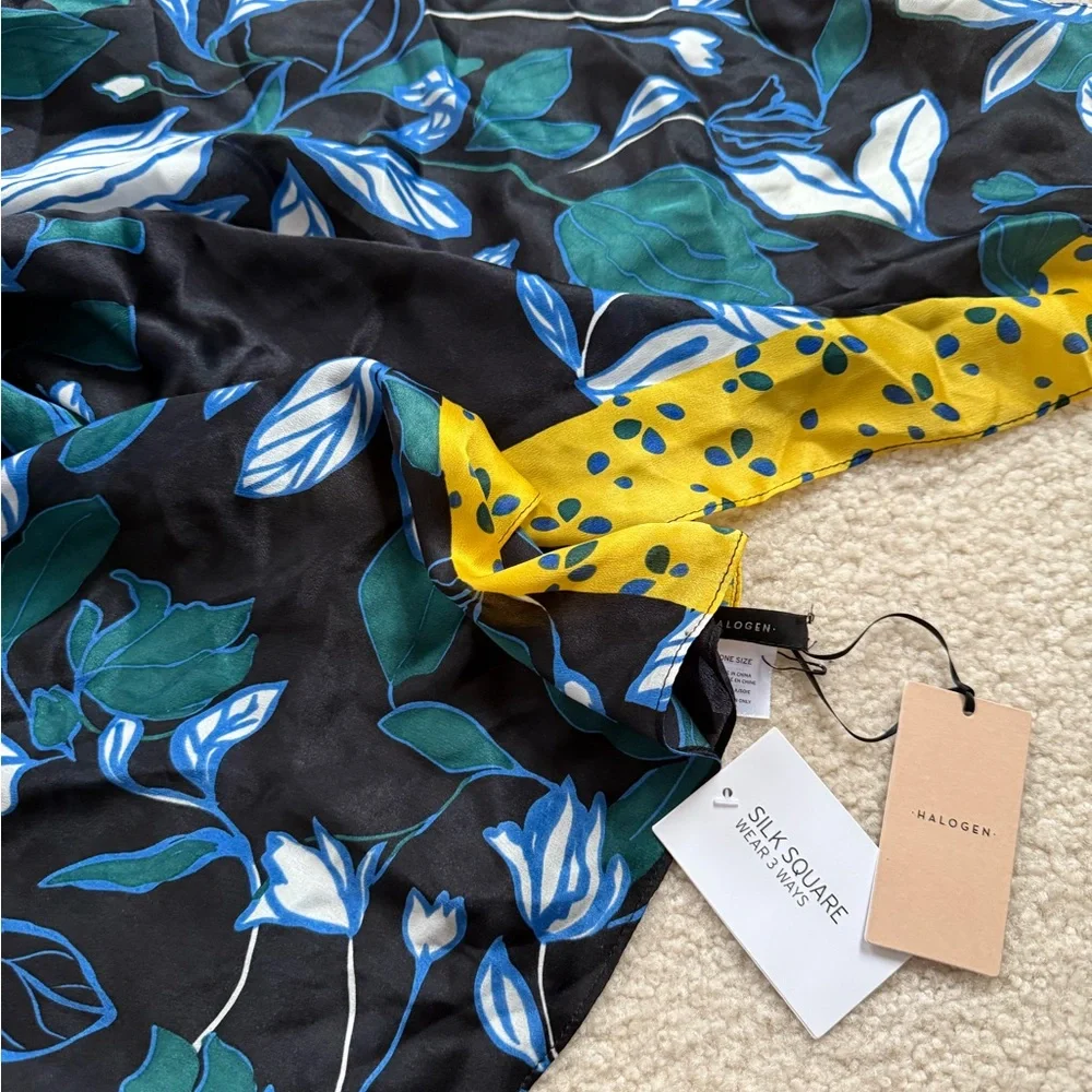 NWT Halogen silk 3 way black combo scarf